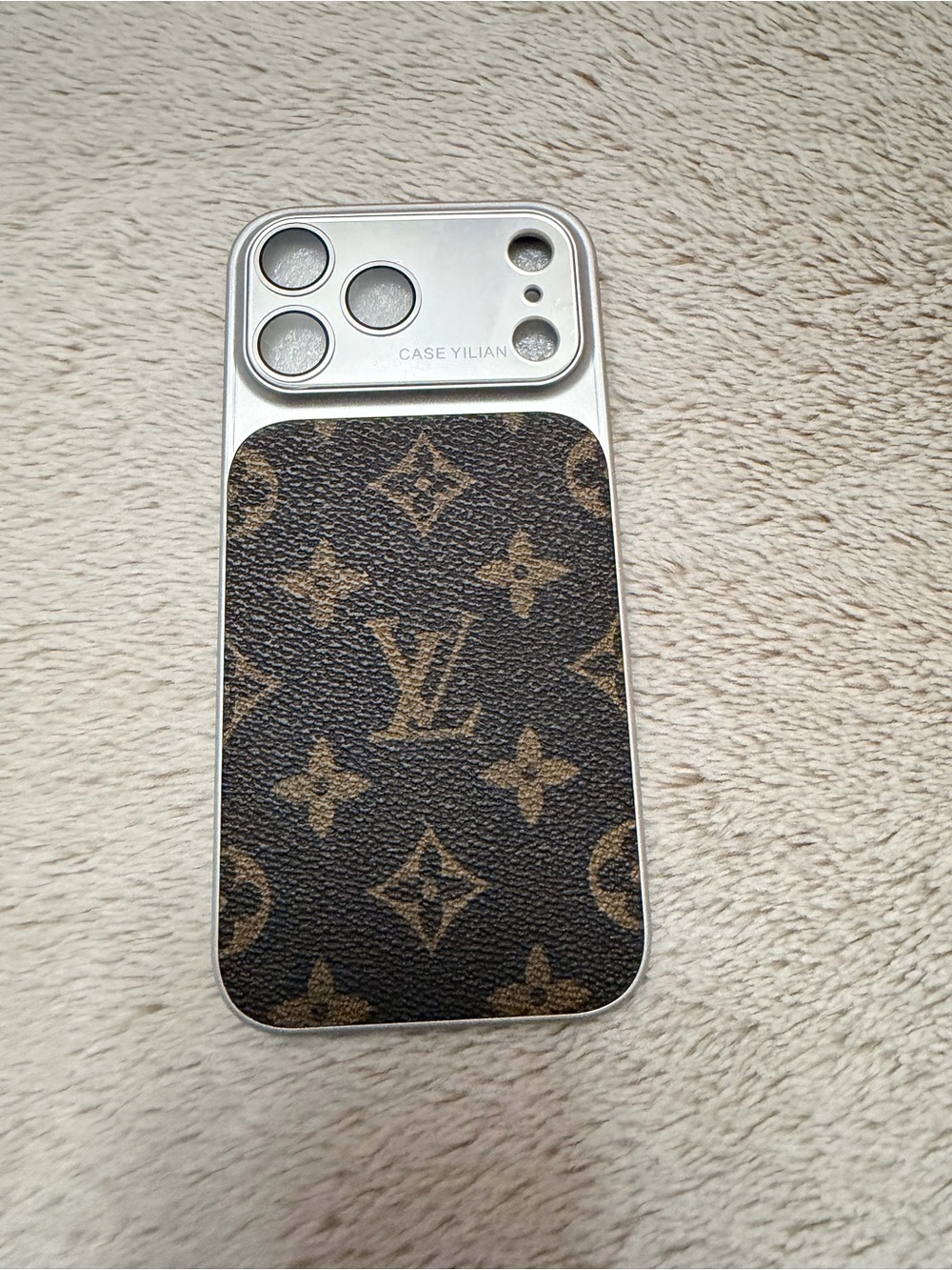 17 pro max Brown  Leather-Look Phone Case